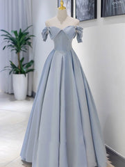 Bridesmaid Dresses Convertable, Unique Blue Satin Long Prom Dress, A line Blue Formal Graduation Party Dress