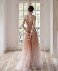 Prom Dress Shopping, Unique Pink Tulle Long Prom Dress, Tulle Pink Evening Dress