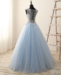 Prom Dresses Long With Sleeves, Unique Round Neck Tulle Lace Long Prom Dress, Long Evening Dress