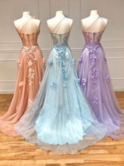Formal Dress Website, Unique sweetheart neck tulle lace long prom dress A line evening dress