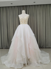 Bridesmaid Dresses Weddings, Unique Sweetheart Neck Tulle Long Prom Dresses, Tulle Graduation With Beading Sequin