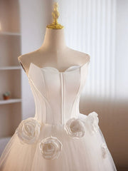 Formal Dress Inspo, Unique White Tulle Satin Short Prom Dress, White Homecoming Dress