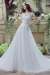 Wedding Dress Website, V-Neck A-Line Wedding Dresses