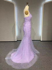 Bridesmaid Dresses Beach Wedding, V Neck Mermaid Purple Lace Prom Dresses, V Neck Mermaid Purple Lace Formal Evening Dresses