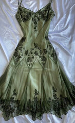 Vintage A line Straps Green Prom Dresses 22th Birthday Outfit