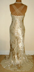 Vintage champagne blomster prom kjole havfrue fødselsdag tøj