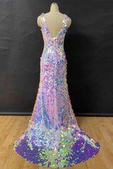 Homecoming Dress Shops, Mermaid V-Neck Sequined Long Prom Dress