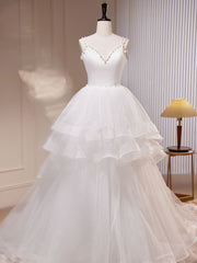 Evening Dresses Knee Length, White A-Line Tulle Long Prom Dress, White Tulle Sweet 16 Dresses