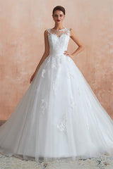 Wedding Dress Shopping, White Ball Gown Tulle Lace Appliques Sweetheart Sequins Wedding Dresses