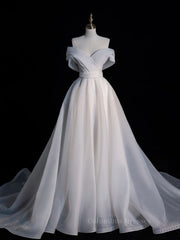 Best Prom Dress, White Organza Long Prom Dresses, White Long Evening Dress