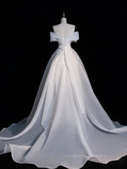 Dance Dress, White Organza Long Prom Dresses, White Long Evening Dress