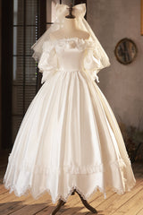 Wedsing Dress Shopping, White Satin Lace Prom Dress, White Evening Dress, Wedding Dress