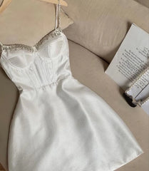 Elegant Wedding, White Short Homecoming Dress Party Dresses