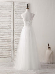 Bridesmaid Dresses Idea, White Sweetheart Neck Tulle Beads Long Prom Dress White Evening Dress