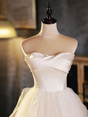 Prom Dresses Dark Blue, White Sweetheart Neck Tulle Short Prom Dress, Light Champagne Homecoming Dress