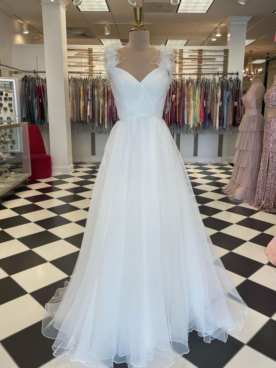 Prom Dress Colors, White sweetheart tulle long prom dress white evening dress
