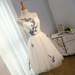 Evening Dress Vintage, White Tulle Lovely Graduation Dress , Cute Knee Length Party Dress