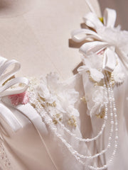Formal Dresses Long Elegant Evening Gowns, White V Neck Satin Tea Length Prom Dress, White Formal Dress With Beading