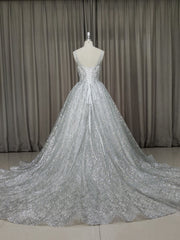 Bridesmaid Dress Outdoor Wedding, White V Neck Sequin Tulle Long Prom Dress White Tulle Evening Dress