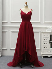 Bridesmaid Dresses Different Colors, Wine Red High Low Sweetheart Simple Tulle Prom Dress, High Low Homecoming Dress