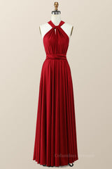 Formal Dress Shop, Wine Red Long Convertible Dresses