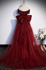 Wedding Dresses Ball Gown, Wine Red Mermaid Long Prom Dress, Off the Shoulder V-Neck Wedding Party Dress
