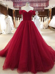 Homecoming Dresses 2022, Wine Red Off Shoulder Sweetheart Long Formal Gown, Red Party Dress