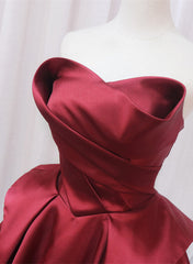 Wedding Inspo, Wine Red Satin Long Party Dress, A-line Wine Red Prom Dress