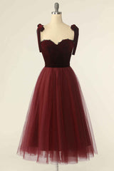 Dream Dress, Wine Red Sweetheart Tie-Strap A-Line Short Prom Dress