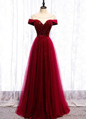Homecoming Dress Tight, Wine Red Tulle with Velvet Long Party Dress, Wine Red Formal Dress Prom Dress