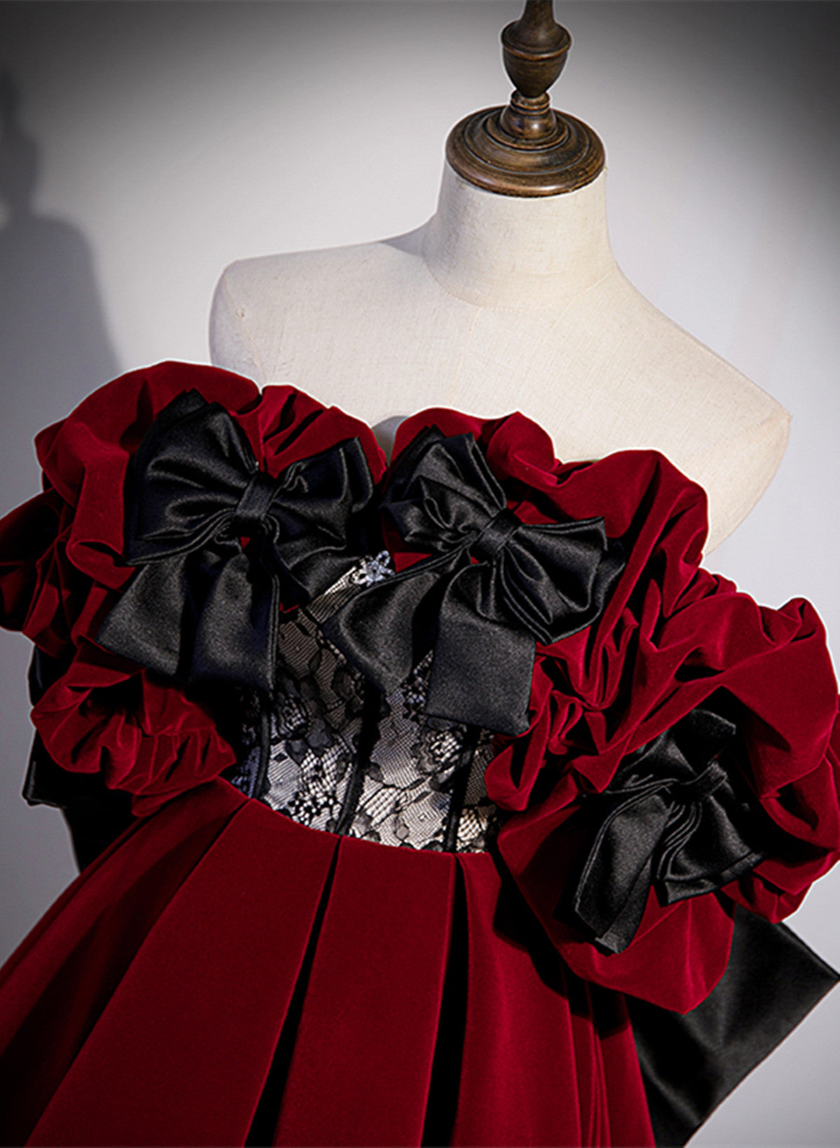 Prom Dresses With Pockets, Wine Red Velvet Off Shoulder Party Dress, A-line Floor Length Prom Dress