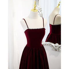 Wedding Dress For Brides, Wine Red Velvet Short Simple Wedding Party Dress, Dark Red Homecoming Dresses