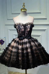 Prom Dress Style, Black Layers Tulle Short Prom Dress, A-Line Homecoming Party Dress