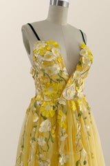 Prom Dresses 2060 Black, Yellow Floral Embroidery A-line Long Formal Dress