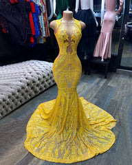 Bridesmaid Dress On Sale, Yellow Sparkly Prom Dress,Mermaid Iridescent Dresses