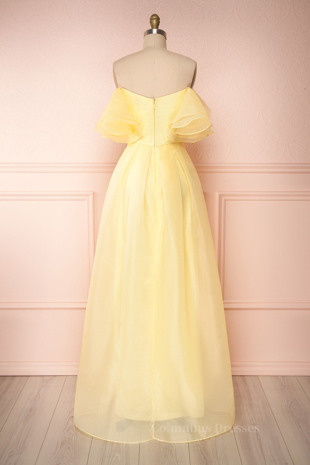 Prom Dresses 2057 Ball Gown, Yellow tulle off shoulder long prom dress yellow formal dress