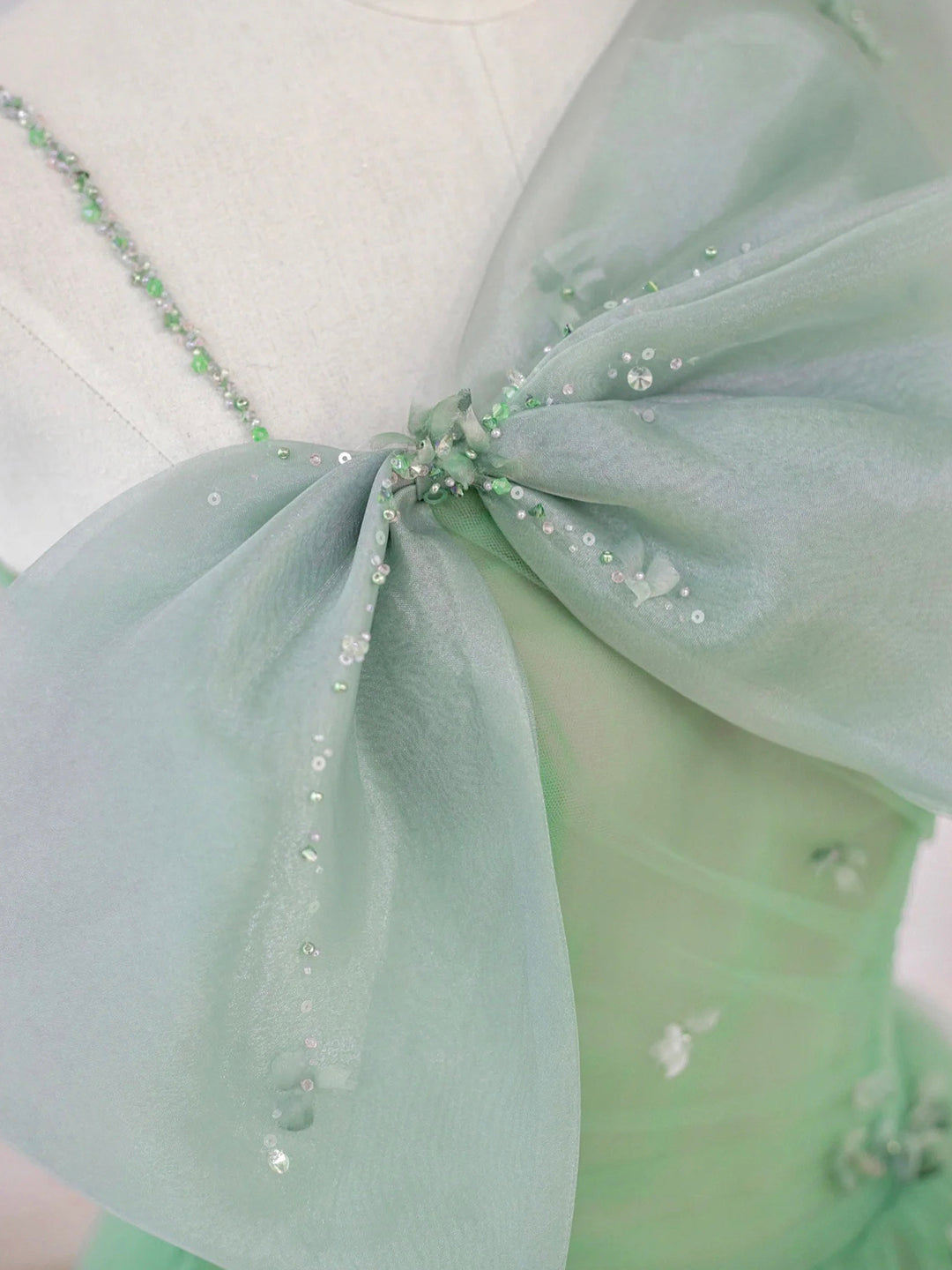 Prom Dresses Photos Gallery, Green Tulle Short Prom Dress, A-Line Evening Dress with Bow